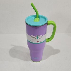 Purple and Green Travel Mug